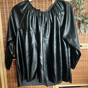 Never worn Strut & Bolt Black pleather LS blouse!